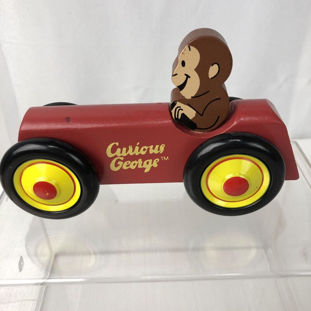 Curious George Schylling Rowley 6" Red Wooden Rolling Toy Car - Picture 2 of 6